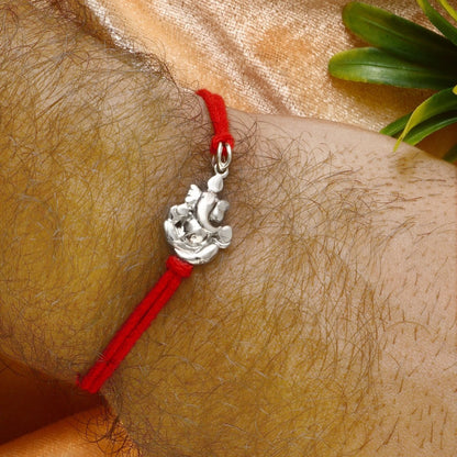 925 Silver Ganesha Rakhi with Red Thread – Auspicious Lord Ganpati Rakhi for Brother - Zirak Silver