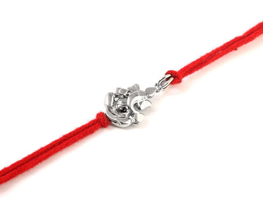 925 Silver Ganesha Rakhi with Red Thread – Auspicious Lord Ganpati Rakhi for Brother - Zirak Silver