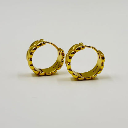 925 Silver Gold - Plated Quilted Texture Hoop Earrings - Zirak Silver