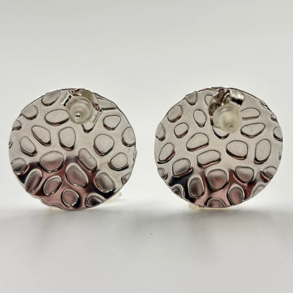 925 Silver Hammered Dome Stud Earrings - Zirak Silver