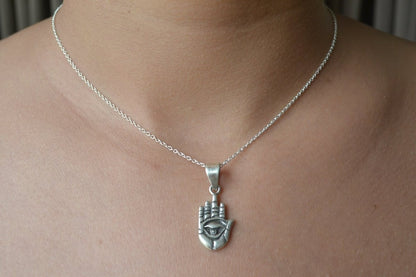 925 Silver Hamsa Eye Pendant Necklace - Zirak Silver