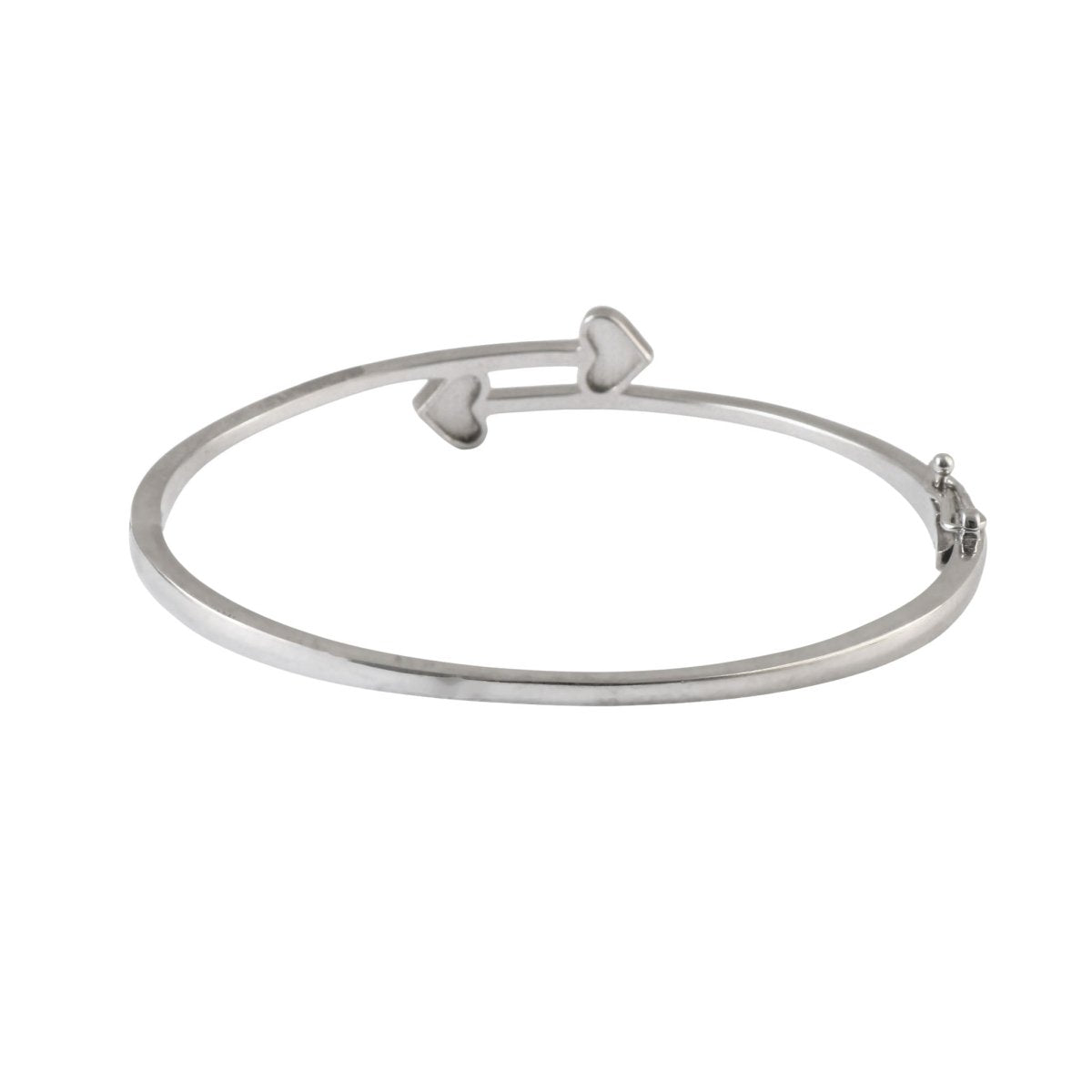 925 Silver Heart Inlay Open Bangle Bracelet - Zirak Silver