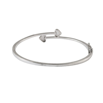 925 Silver Heart Inlay Open Bangle Bracelet - Zirak Silver