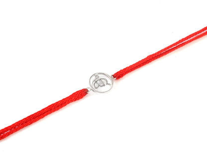 925 Silver “Ik Onkar” Rakhi on Red Cotton Thread – Minimalist Sikh Raksha Bandhan Bracelet - Zirak Silver