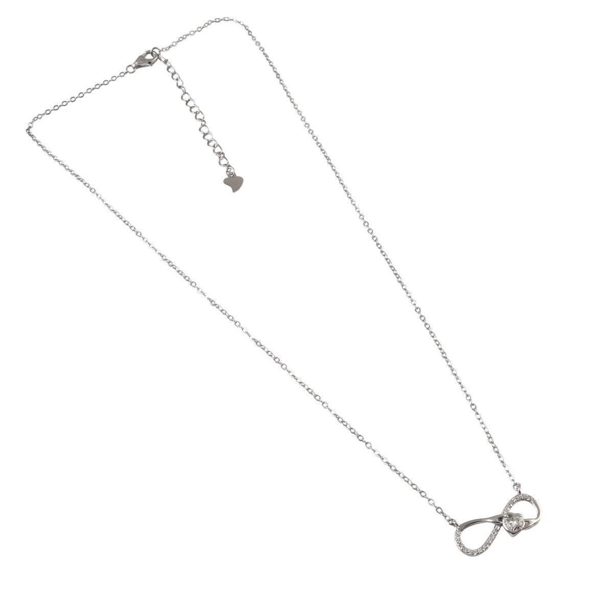 925 Silver Infinity Heart Pendant Necklace with CZ Accent - Zirak Silver