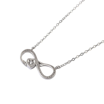 925 Silver Infinity Heart Pendant Necklace with CZ Accent - Zirak Silver