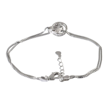925 Silver Interlocking Rings Bracelet with CZ Accents - Zirak Silver