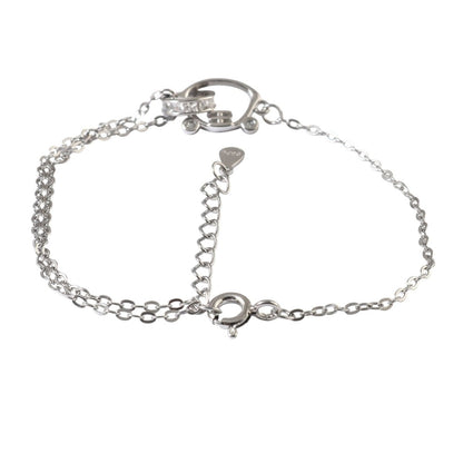 925 Silver Interlocking Teddy Chain Bracelet with White Stones - Zirak Silver