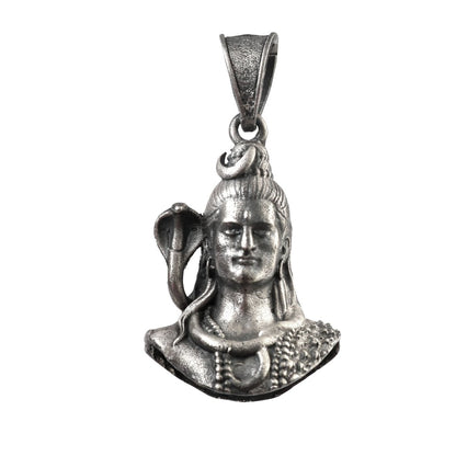 925 Silver Lord Shiva Face Pendant – Oxidized Mahadev Spiritual Necklace Charm - Zirak Silver