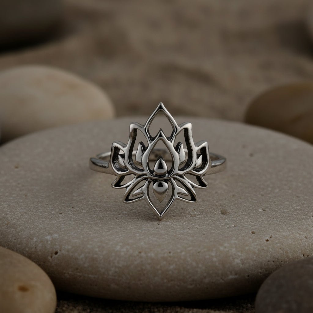 925 Silver Lotus Flower Ring - Zirak Silver