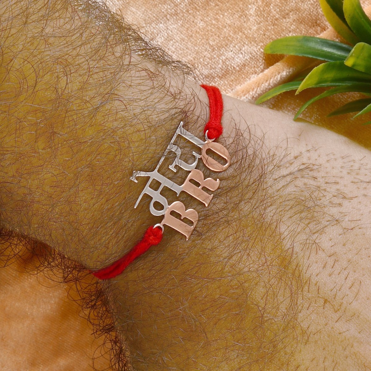 925 Silver “मेरा BRO” Rakhi with Red Thread - Zirak Silver
