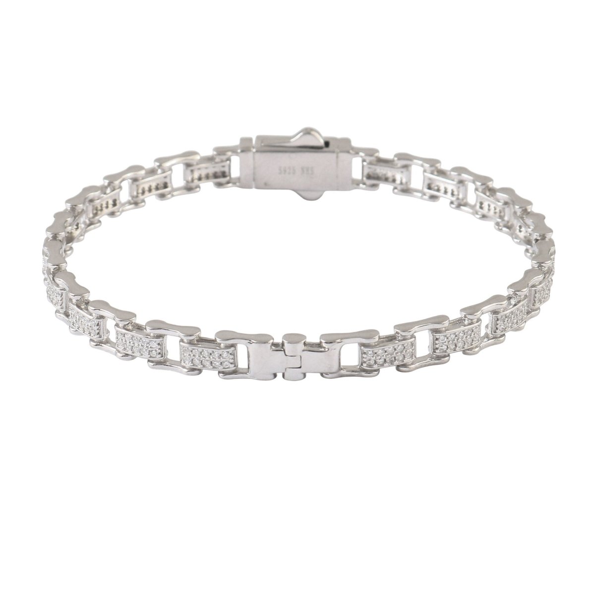 925 Silver Micro - Pavé Box Link Bracelet - Zirak Silver
