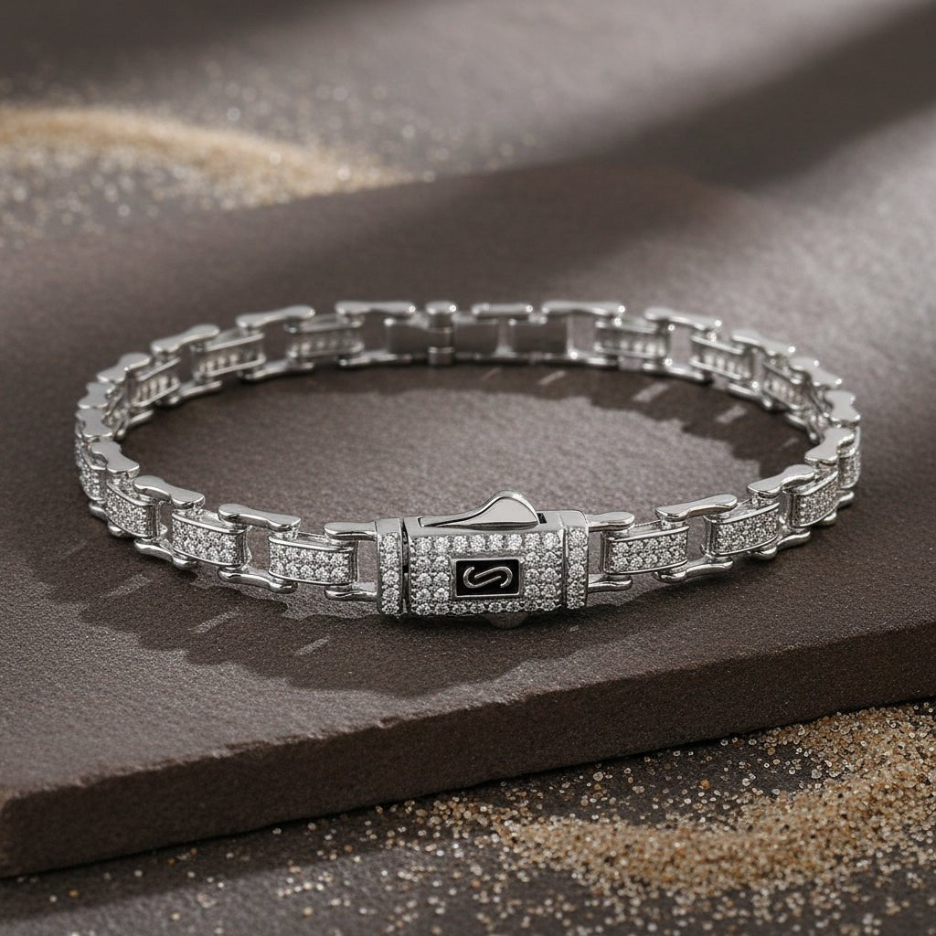 925 Silver Micro - Pavé Box Link Bracelet - Zirak Silver