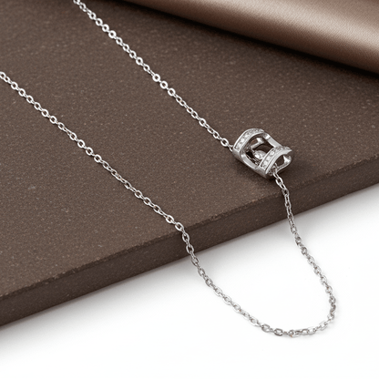 925 Silver Minimal CZ Barrel Charm Necklace - Zirak Silver