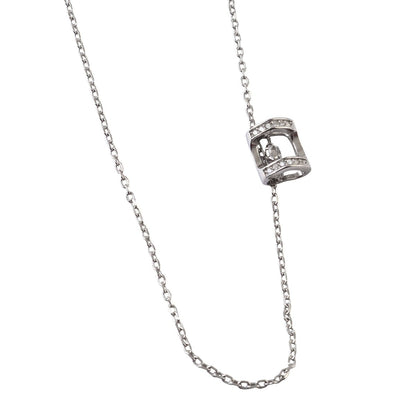 925 Silver Minimal CZ Barrel Charm Necklace - Zirak Silver