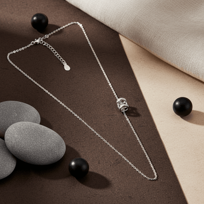 925 Silver Minimal CZ Barrel Charm Necklace - Zirak Silver