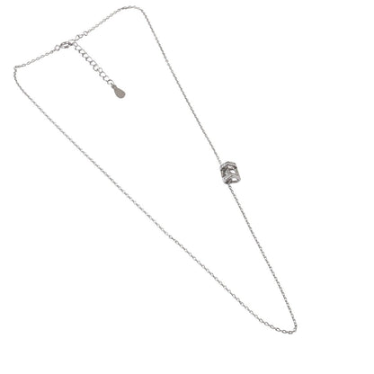 925 Silver Minimal CZ Barrel Charm Necklace - Zirak Silver
