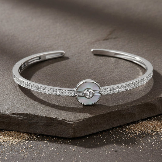 925 Silver Mother of Pearl Circle Bracelet - Zirak Silver
