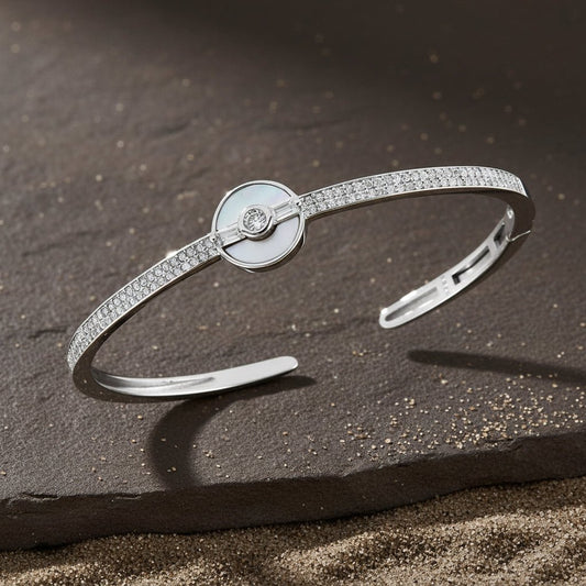 925 Silver Mother of Pearl Circle Bracelet - Zirak Silver