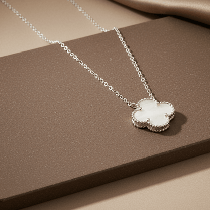 925 Silver Mother of Pearl Clover Pendant Necklace - Zirak Silver