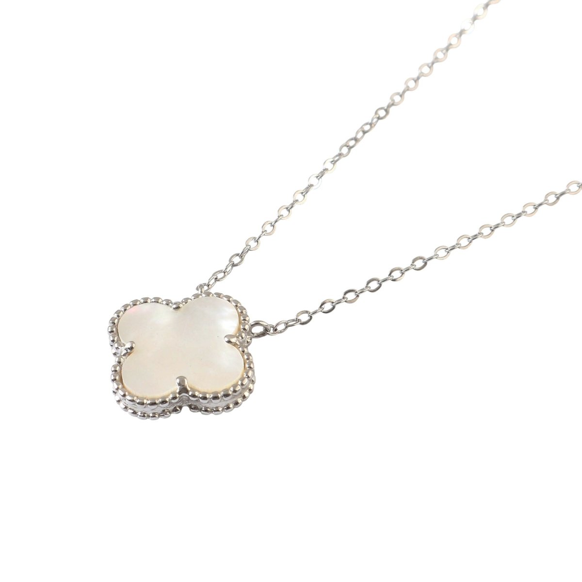 925 Silver Mother of Pearl Clover Pendant Necklace - Zirak Silver