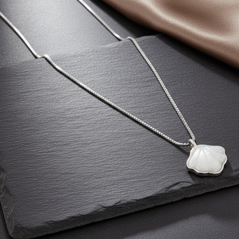 925 Silver Mother of Pearl Flower Pendant Necklace - Zirak Silver