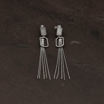 925 Silver Mother - of - Pearl Tassel Earrings - Zirak Silver