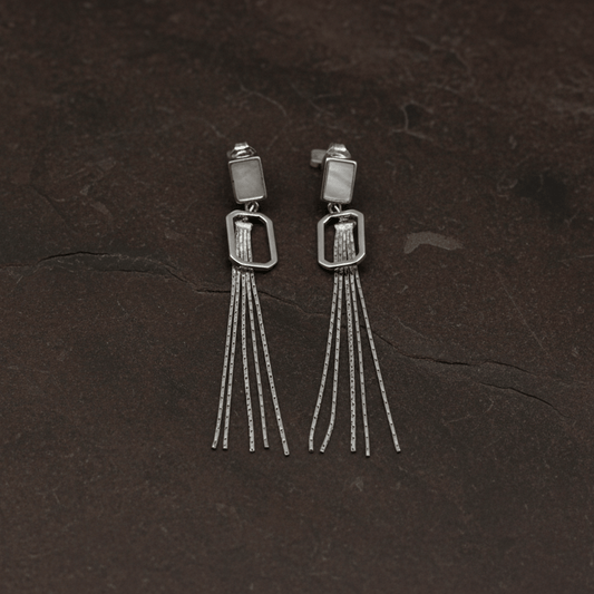 925 Silver Mother - of - Pearl Tassel Earrings - Zirak Silver