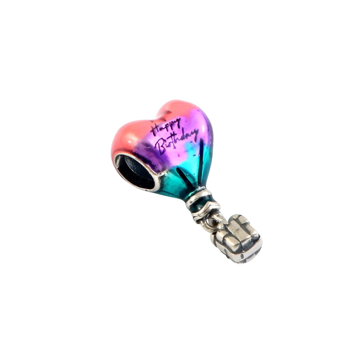 925 Silver Multicolor Hot Air Balloon Charm with Gift Drop - Zirak Silver