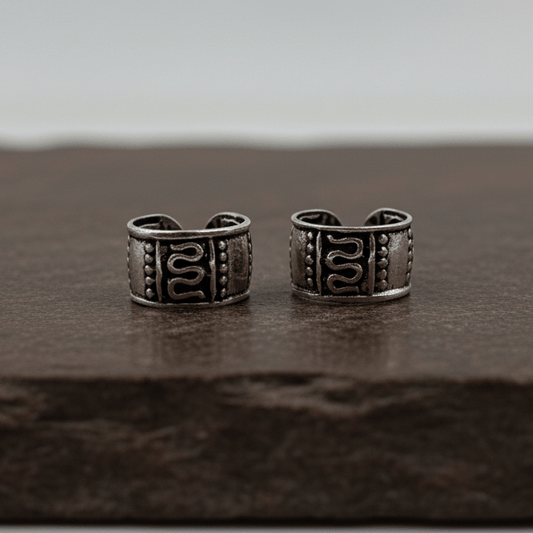 925 Silver Oxidised Tribal Ear Cuff Pair - Zirak Silver