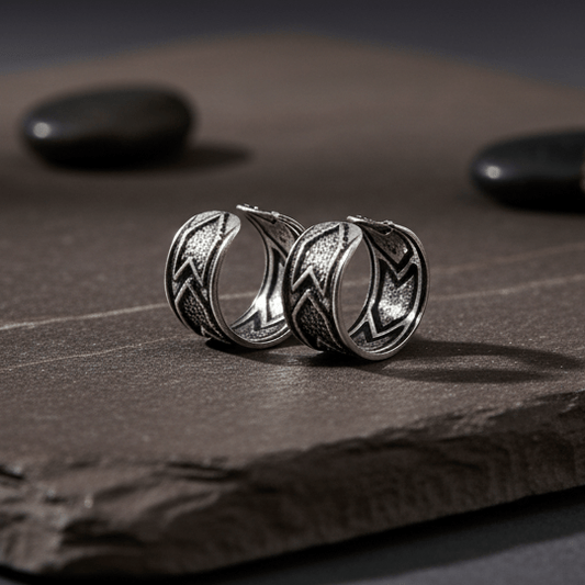 925 Silver Oxidised Tribal Ear Cuffs - Zirak Silver