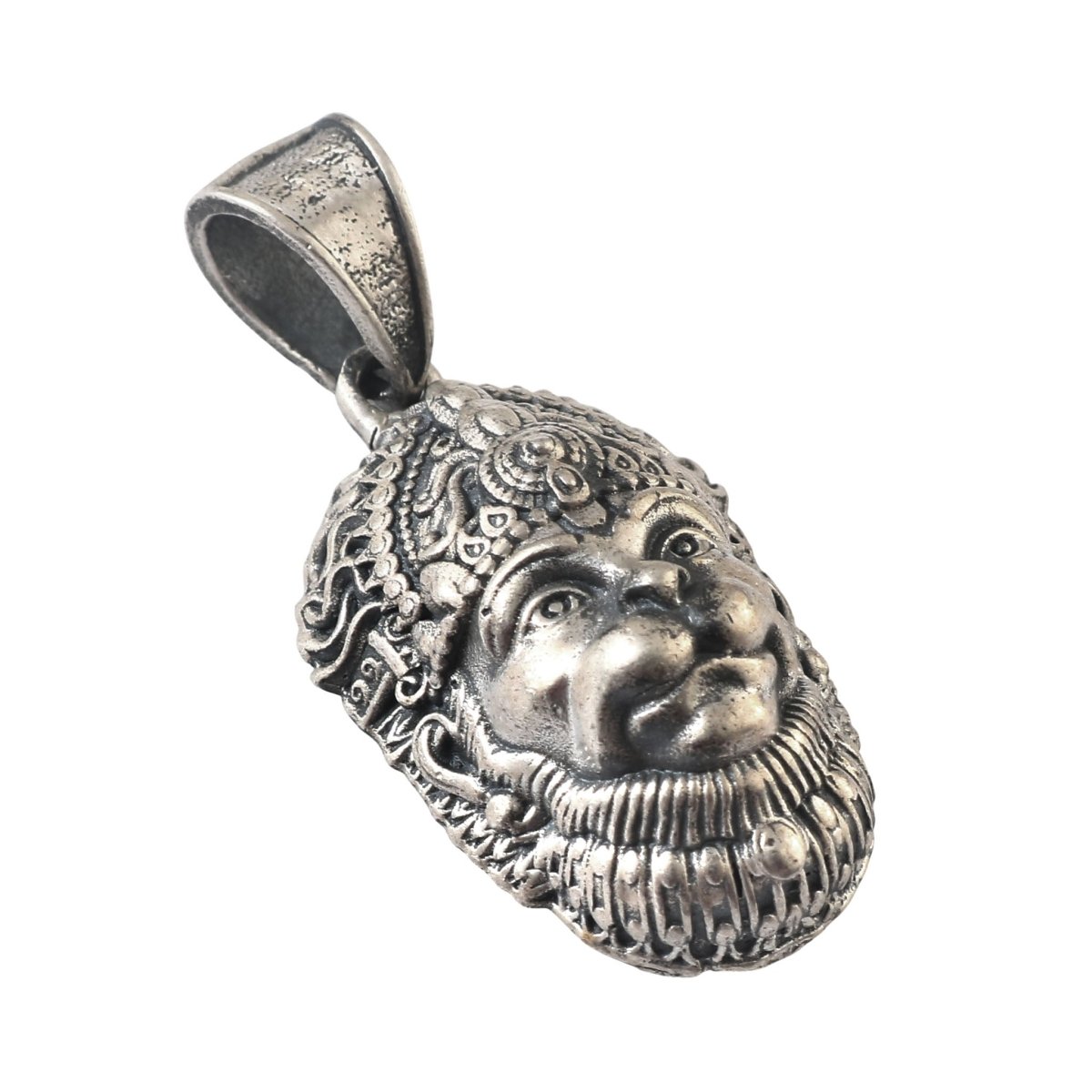 925 Silver Oxidized Lord Hanuman Face Pendant - Zirak Silver