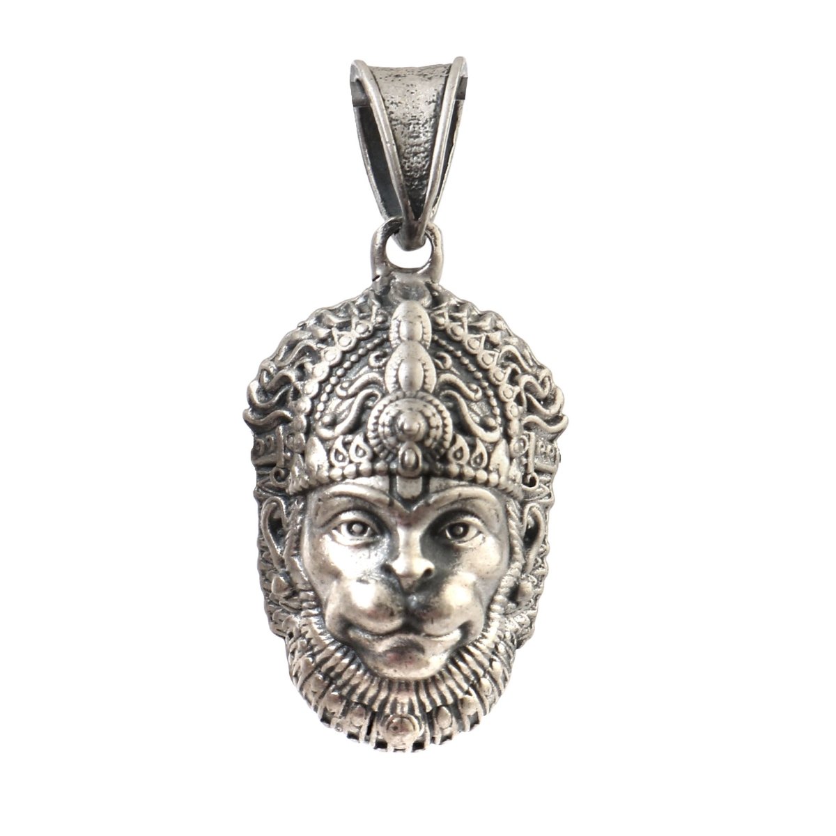 925 Silver Oxidized Lord Hanuman Face Pendant - Zirak Silver