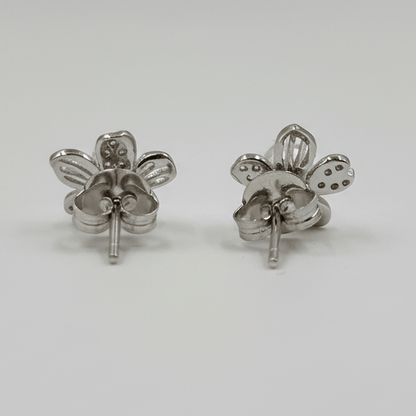 925 Silver Pearl Flower Stud Earrings - Zirak Silver