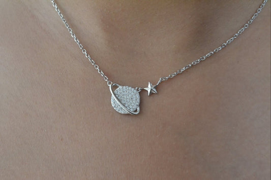 925 Silver Planet and Star Necklace - Zirak Silver