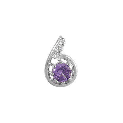 925 Silver Purple CZ Teardrop Pendant – Elegant Zircon Halo Necklace Charm - Zirak Silver