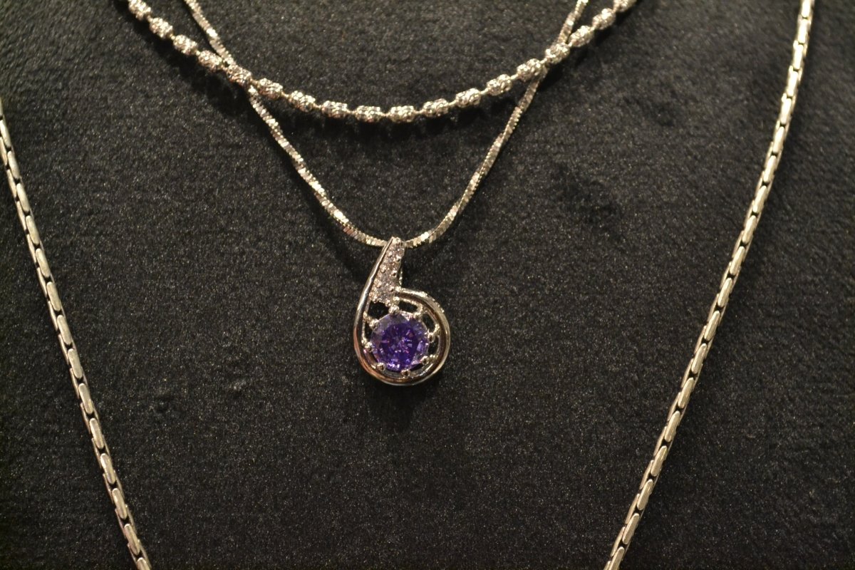 925 Silver Purple CZ Teardrop Pendant – Elegant Zircon Halo Necklace Charm - Zirak Silver