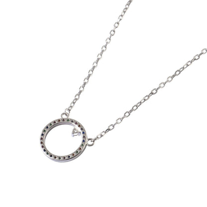925 Silver Rainbow Circle Pendant Necklace with Multicolor Stones - Zirak Silver