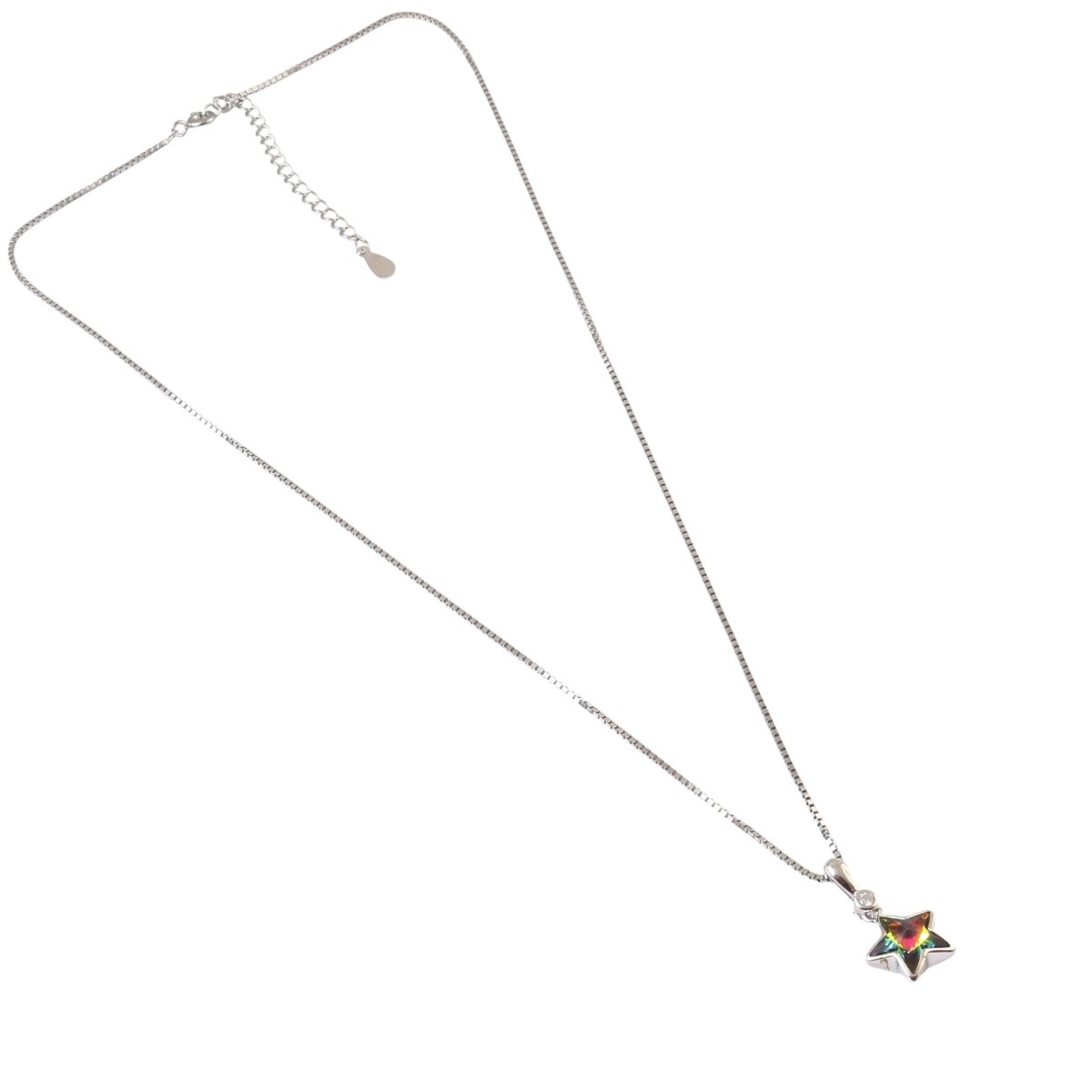 925 Silver Rainbow Star Crystal Pendant Necklace - Zirak Silver