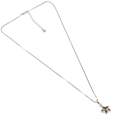 925 Silver Rainbow Star Crystal Pendant Necklace - Zirak Silver