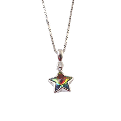 925 Silver Rainbow Star Crystal Pendant Necklace - Zirak Silver