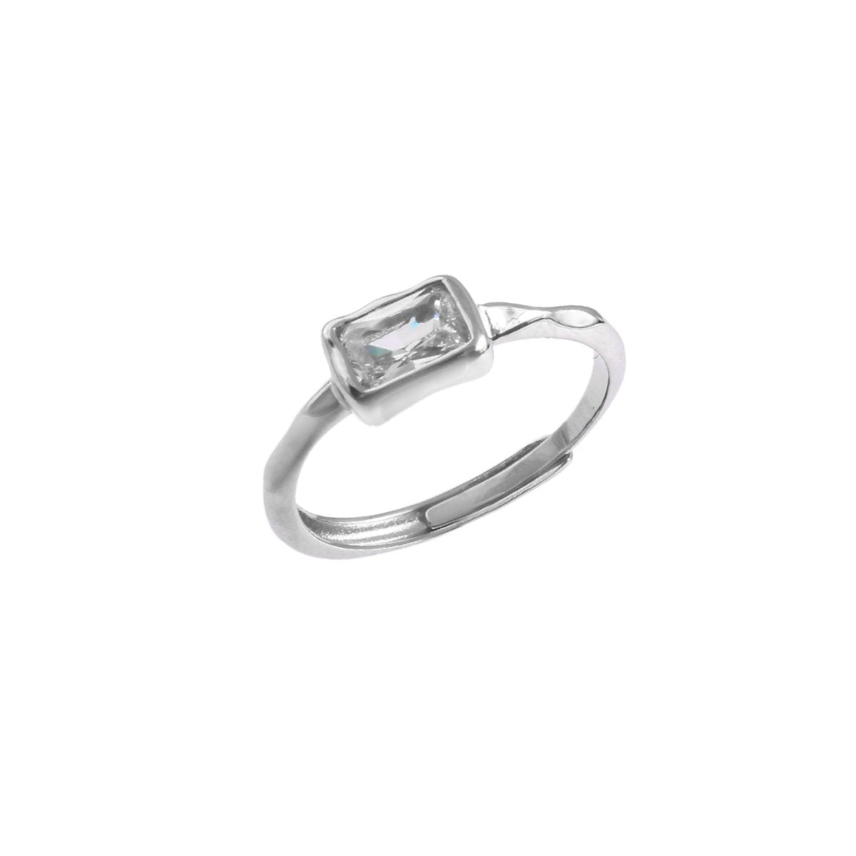 925 Silver Rectangular Solitaire Ring | Minimalist Baguette CZ Ring | Modern Silver Jewelry for Women - Zirak Silver