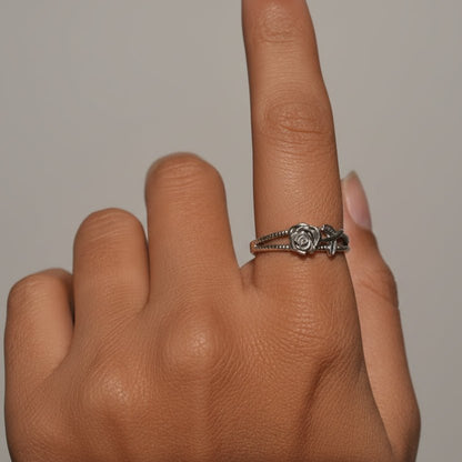925 Silver Rose Flower Ring - Zirak Silver