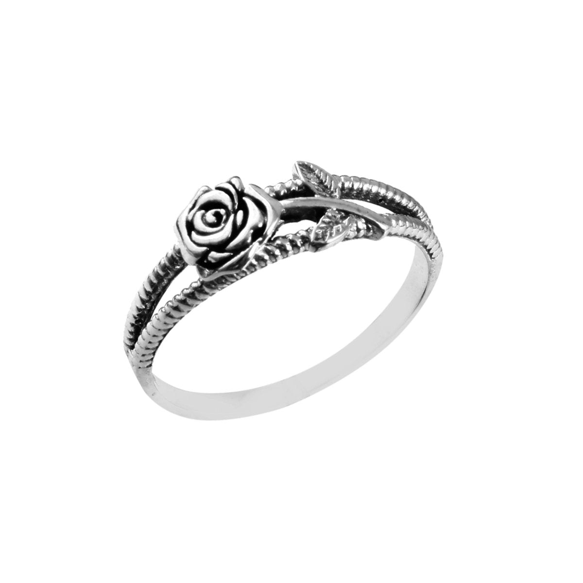 925 Silver Rose Flower Ring - Zirak Silver