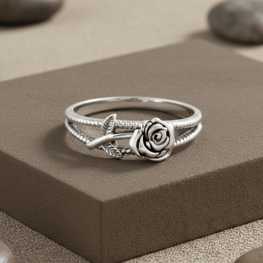 925 Silver Rose Flower Ring - Zirak Silver