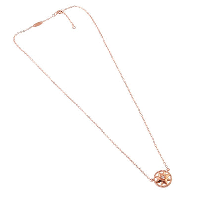 925 Silver Rose Gold Compass Star Pendant Necklace - Zirak Silver