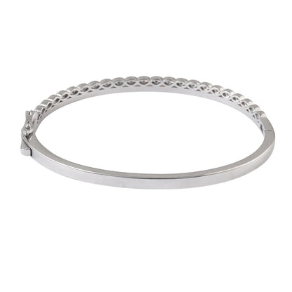 925 Silver Rose Gold CZ Slim Bangle Bracelet - Zirak Silver