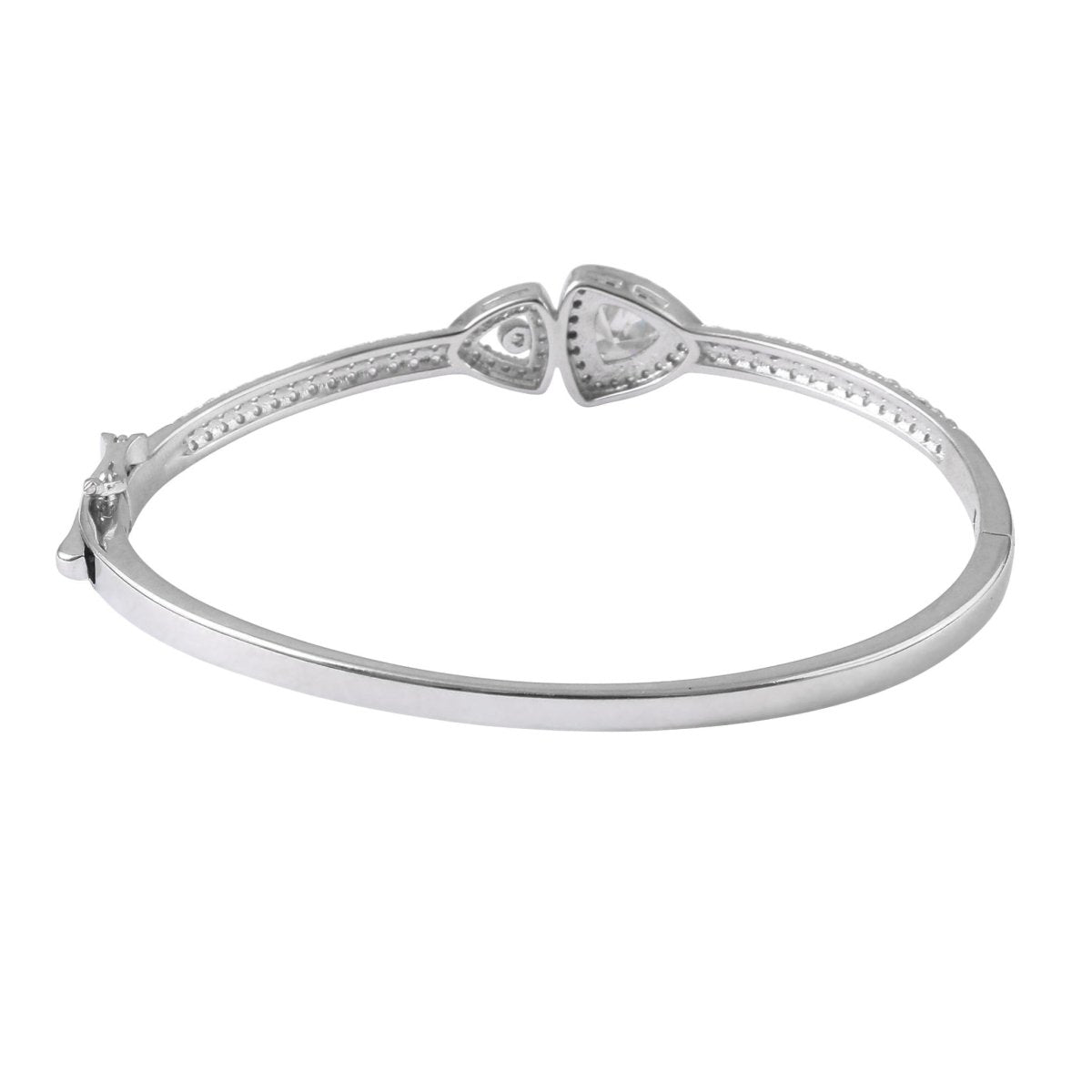 925 Silver Rose - Gold Dual Triangle CZ Openable Bracelet - Zirak Silver
