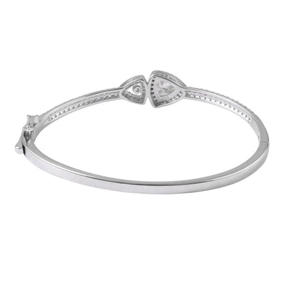 925 Silver Rose - Gold Dual Triangle CZ Openable Bracelet - Zirak Silver