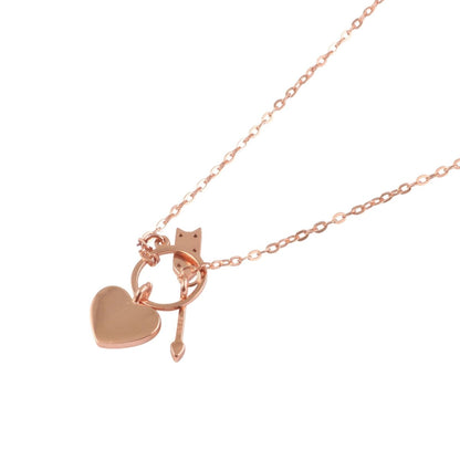 925 Silver Rose Gold Heart & Arrow Charm Necklace with Mother of Pearl - Zirak Silver